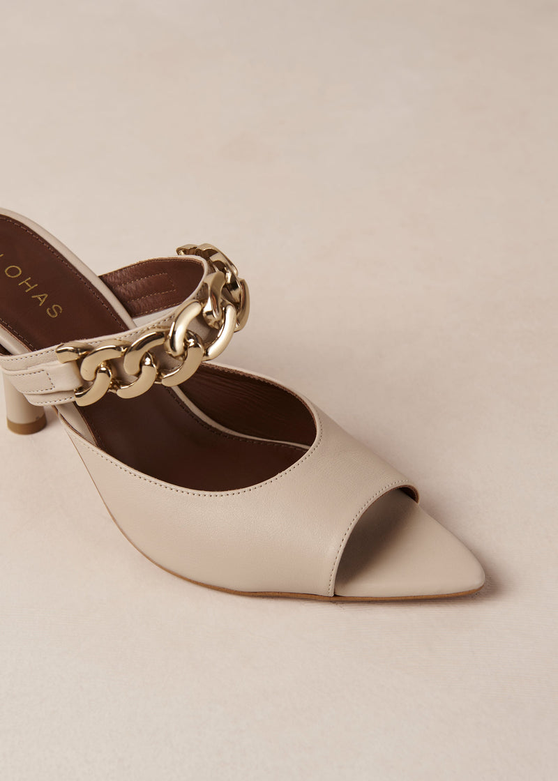 Daisy Cream Leather Sandals