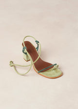 Grace Bicolor Green Leather Sandals