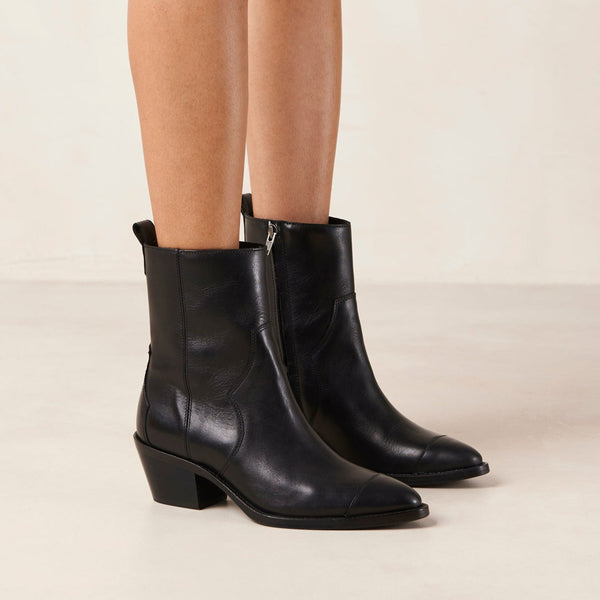 Austin Black Leather Ankle Boots