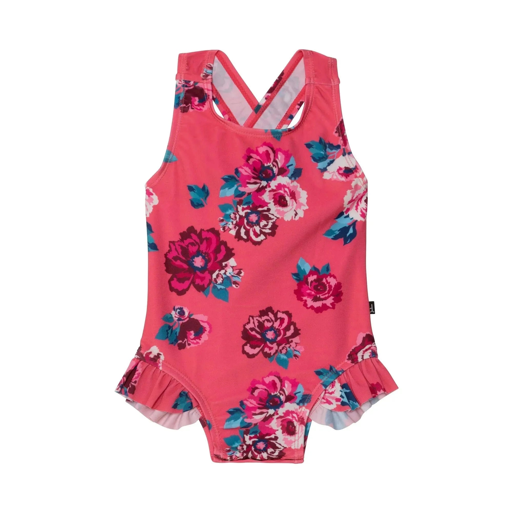 Printed One Piece Bathing Suit Pink Roses