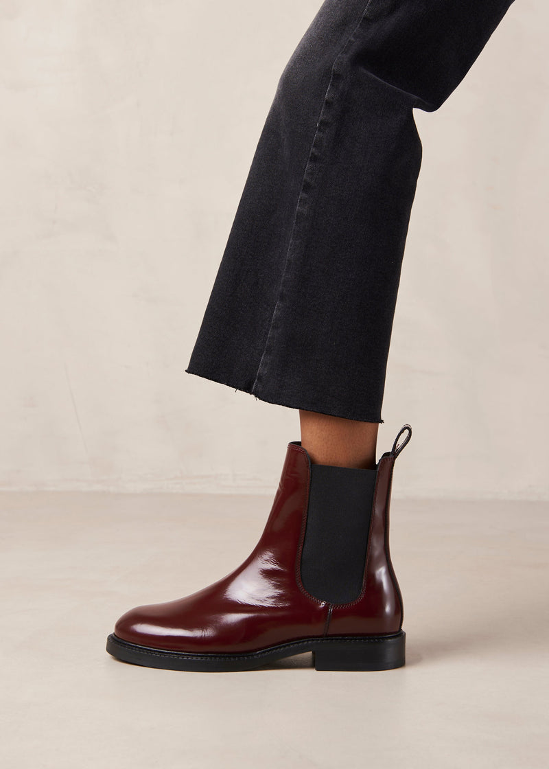 Lanz Burgundy Leather Ankle Boots