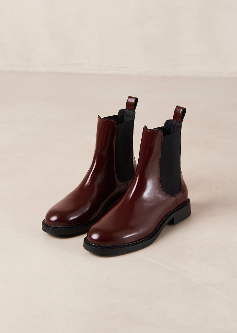 Lanz Burgundy Leather Ankle Boots