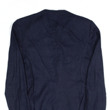 ZARA Linen Blend Navy Blue Blazer Jacket Womens S