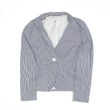 ZARA BASIC Blazer Jacket Blue Pinstripe Womens M