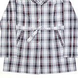 ZEP-ZEP Belted White Check Lightweight Trench Jacket Womens L