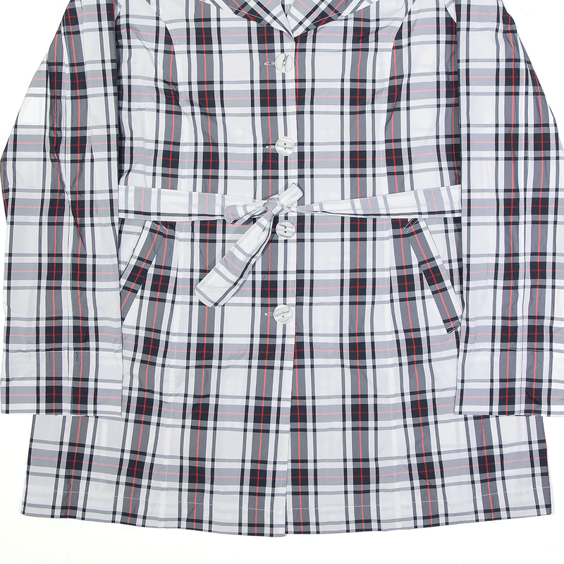 ZEP-ZEP Belted White Check Lightweight Trench Jacket Womens L
