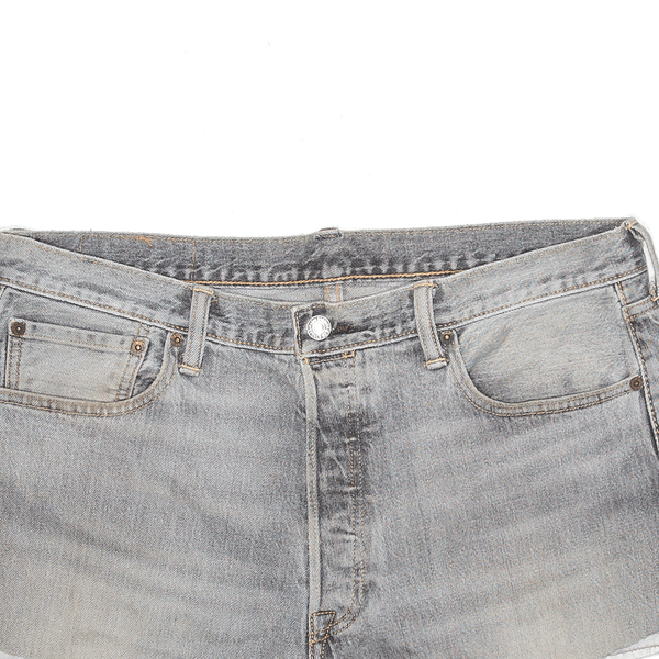 LEVI'S 501 Denim Grey Regular Cut-Off Shorts Womens M W34