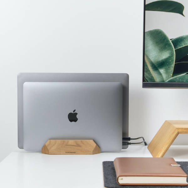 Wooden Dual Vertical Laptop Stand