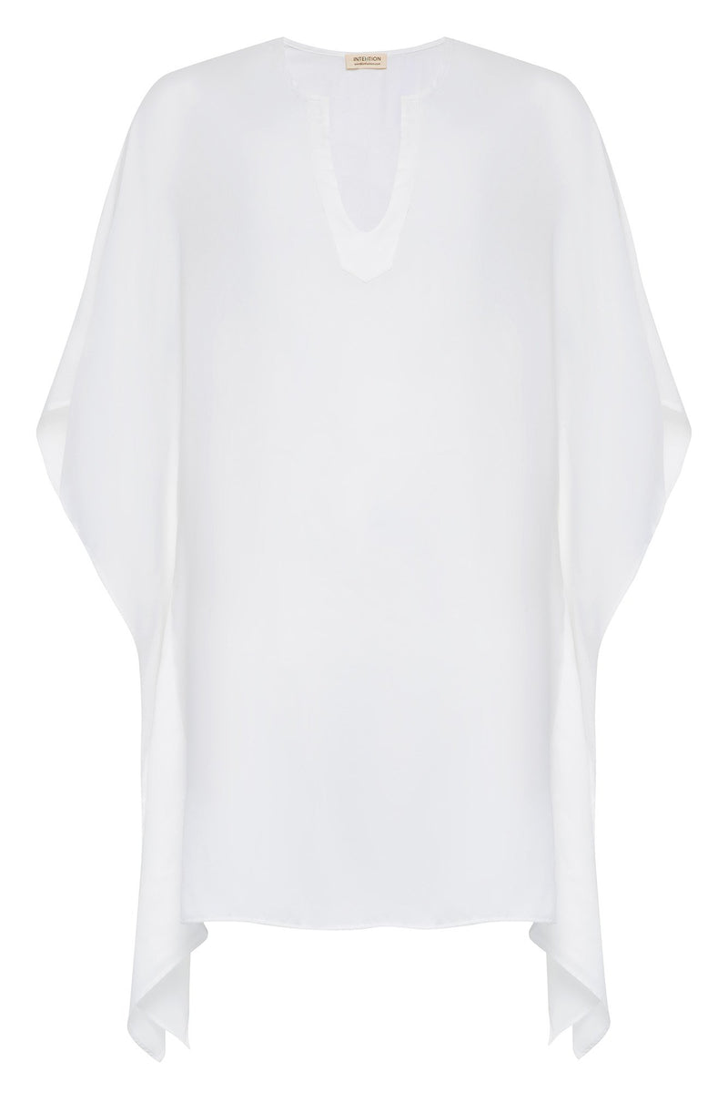 White Chiffon Caftan Tunic Top / Caftan Tunic Dress