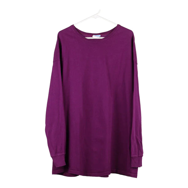 Champion Long Sleeve T-Shirt - 2XL Purple Cotton