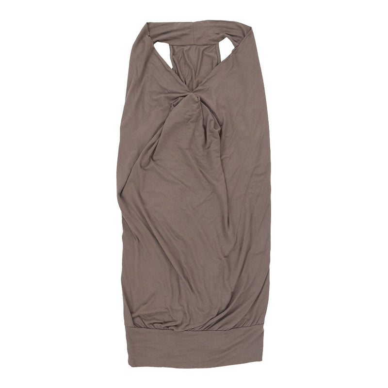Vintage Unbranded Halterneck Dress - Medium Brown Viscose