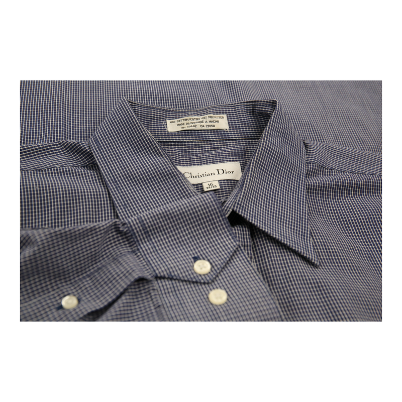 Christian Dior Checked Shirt - Large Blue Cotton