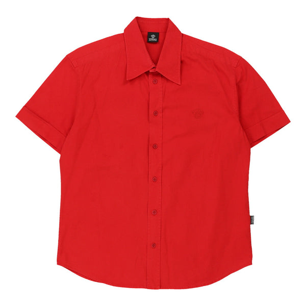 Versace Jeans Couture Short Sleeve Shirt - Large Red Cotton