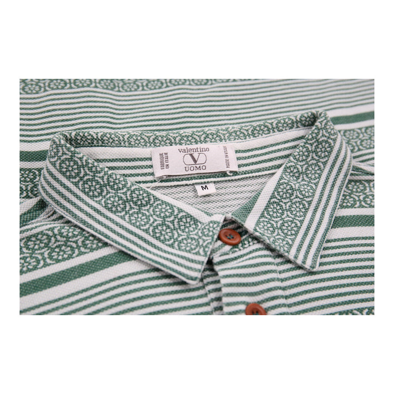 Valentino Striped Polo Shirt - Medium Green Cotton