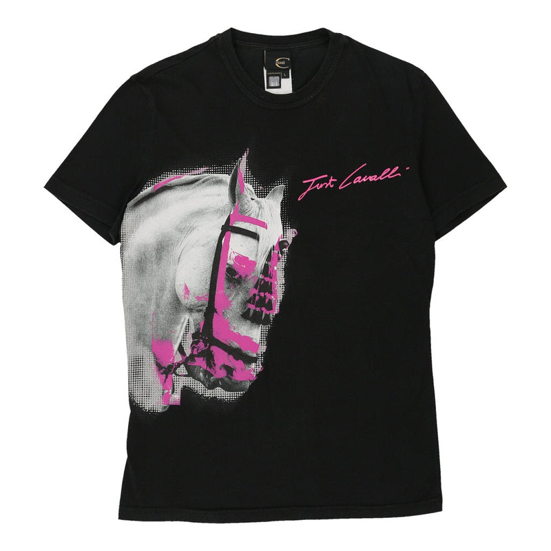 Just Cavalli Graphic T-Shirt - Large Black Cotton