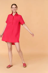 Elza - short sleeve linen mini shirt dress