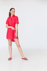 Elza - short sleeve linen mini shirt dress