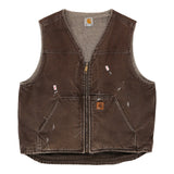 Carhartt Gilet - Large Brown Cotton - Thrifted.com