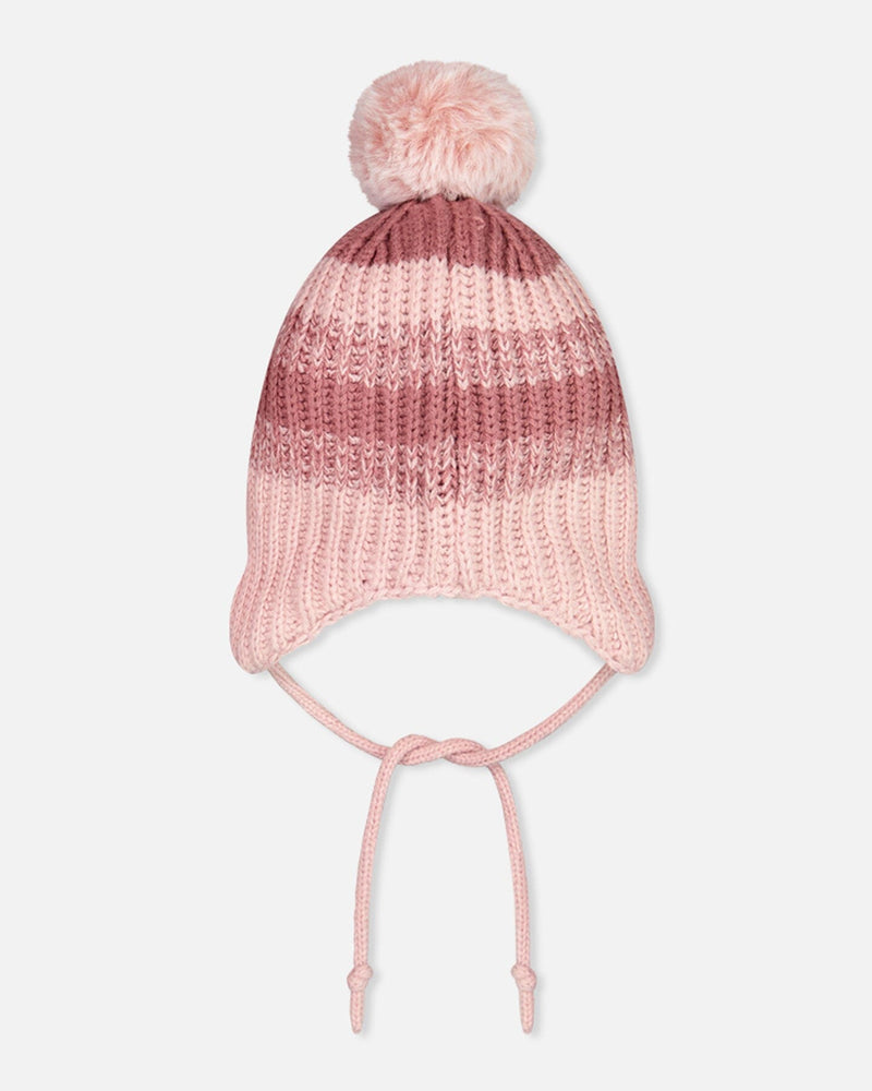 Peruvian Striped Knit Hat In Pink For Baby Winter Accessories Deux par Deux
