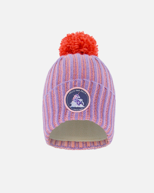 Knit Hat Lavender And Coral Winter Accessories Deux par Deux