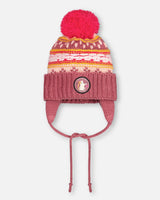 Winter Pompom Knit Earflap Hat Purple And Pink Winter Accessories Deux par Deux