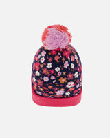 Knit Hat With Spring Flower Jacquard Winter Accessories Deux par Deux