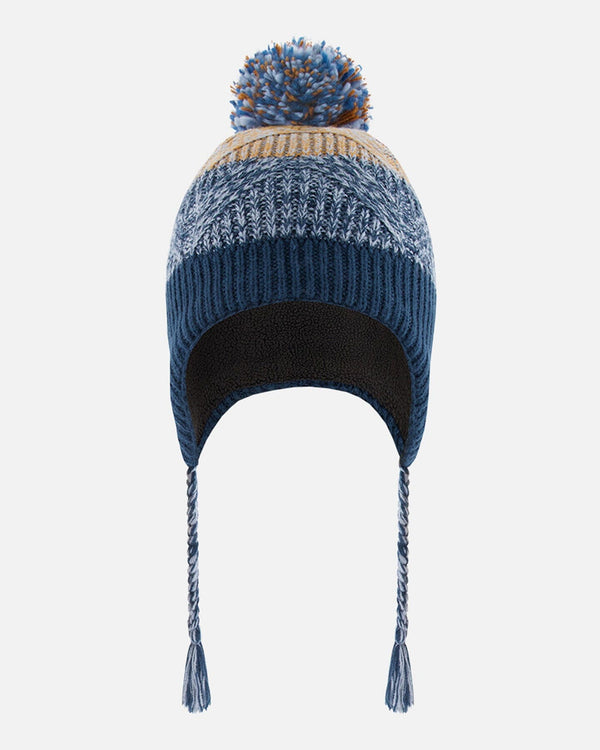 Peruvian Striped Hat Teal Blue Colorblock