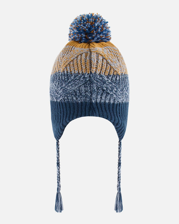 Peruvian Striped Hat Teal Blue Colorblock
