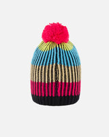 Knitted Winter Hat In Black & Multicolor Winter Accessories Deux par Deux
