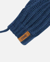 Baby Knitted Mittens With String Navy