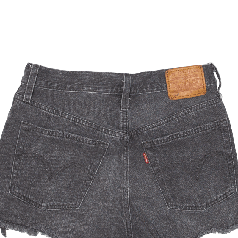 LEVI'S Premium Big E 501 Cut-off Denim Shorts Grey Slim Womens XS W26