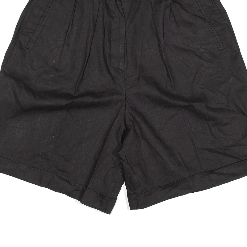 ADOLFO INTERNATIONAL Pleated Linen Blend Shorts Black Casual Womens XS W26