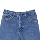 LAND'S END Embroidered Cut Off Shorts Blue Regular Denim Womens XS W24