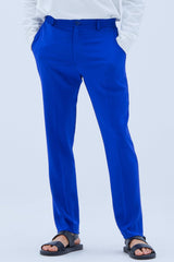 Flat Front Trousers in Ocean Blue