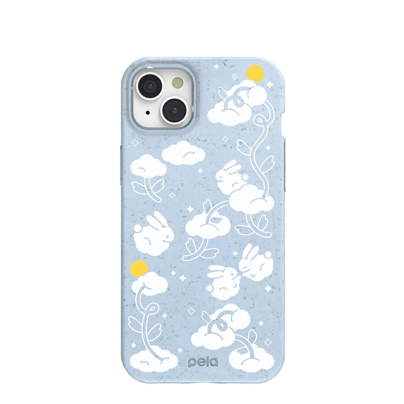 Powder Blue Fluffy Flower iPhone 15 Plus Case