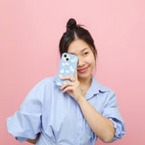 Powder Blue Fluffy Flower Samsung Galaxy S21 Case