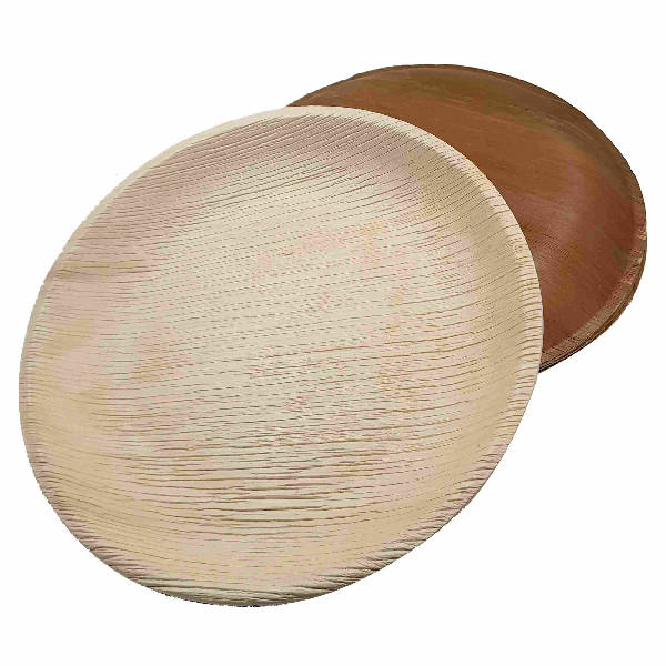 Dtocs Compostable Palm Leaf Plates - 9 Inch Round (Pack 50) | USDA Certified Biobased Compostable Bamboo Look Dinner, Charcuterie Party Plates