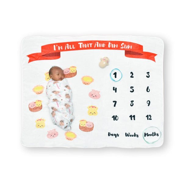 Fleece Milestone Blanket for Baby Photography - I'm All That and Dim Sum - The Wee Bean