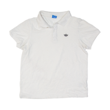 ADIDAS Polo Shirt White Short Sleeve Boys M