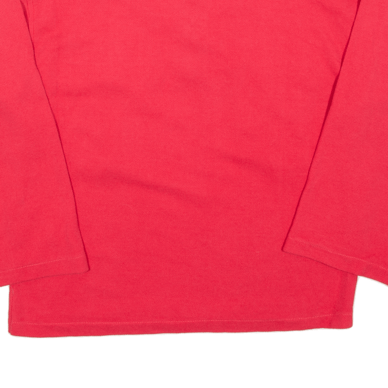 1/4 Zip Polo Shirt Pink 3/4 Sleeve Mens S