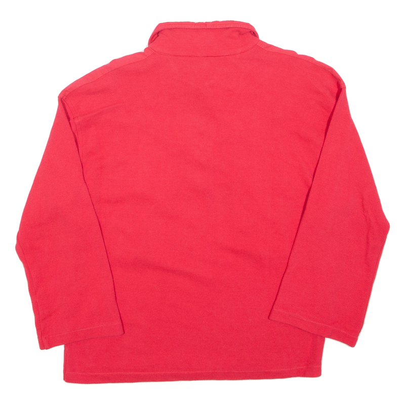 1/4 Zip Polo Shirt Pink 3/4 Sleeve Mens S