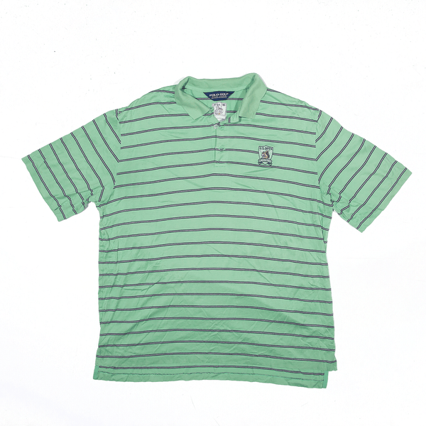 POLO RALPH LAUREN GOLF Polo Shirt Green Striped Short Sleeve Mens XL