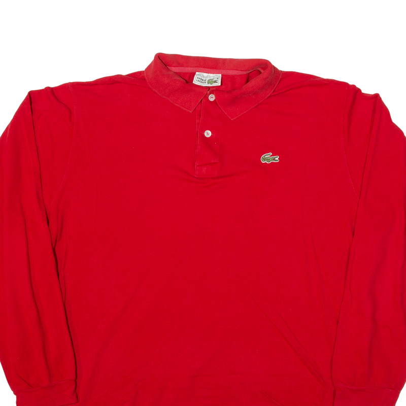 LACOSTE Chemise Polo Shirt Red 90s Long Sleeve Mens 2XL
