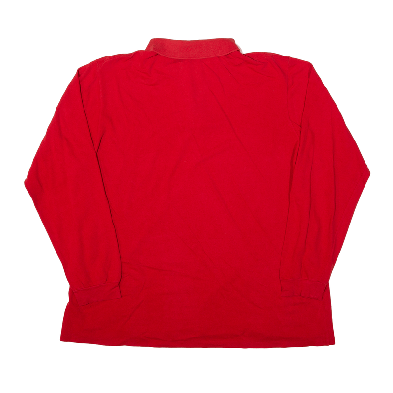LACOSTE Chemise Polo Shirt Red 90s Long Sleeve Mens 2XL