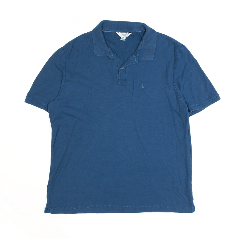 CALVIN KLEIN Classic Fit Blue Short Sleeve Polo Shirt Mens S