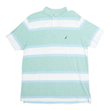 NAUTICA Embroidered Blue Striped Short Sleeve Polo Shirt Mens L