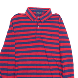 POLO RALPH LAUREN Embroidered Navy Blue Striped Long Sleeve Polo Shirt Mens M