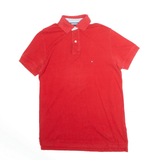 TOMMY HILFIGER Embroidered Red Short Sleeve Polo Shirt Mens S