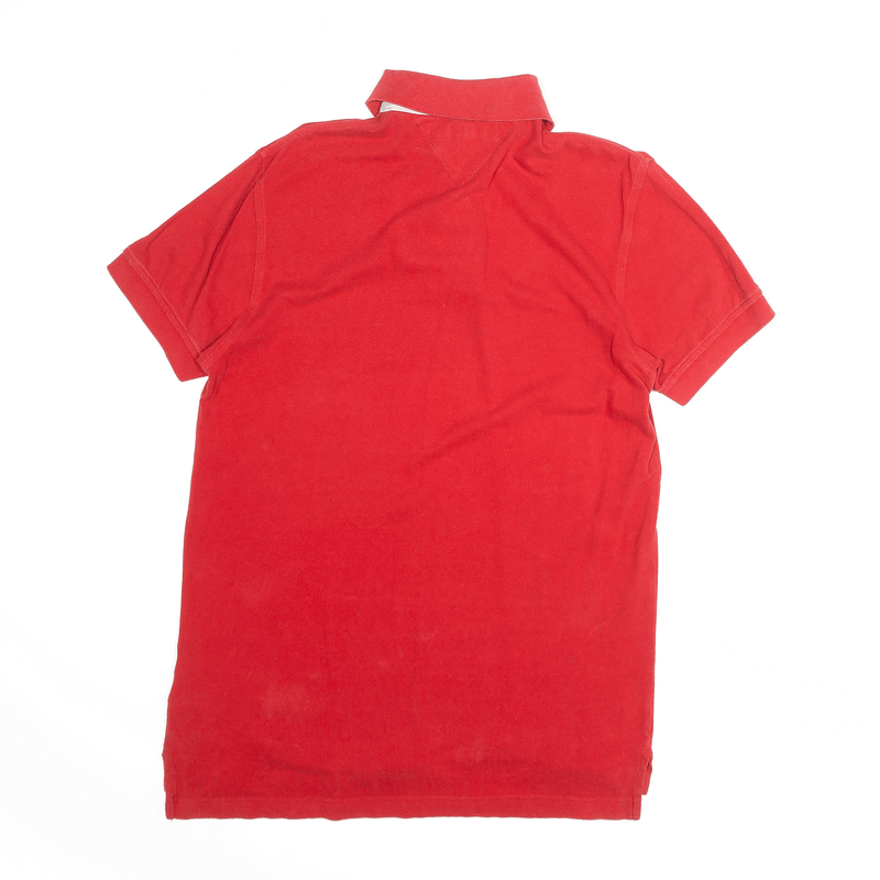 TOMMY HILFIGER Embroidered Red Short Sleeve Polo Shirt Mens S