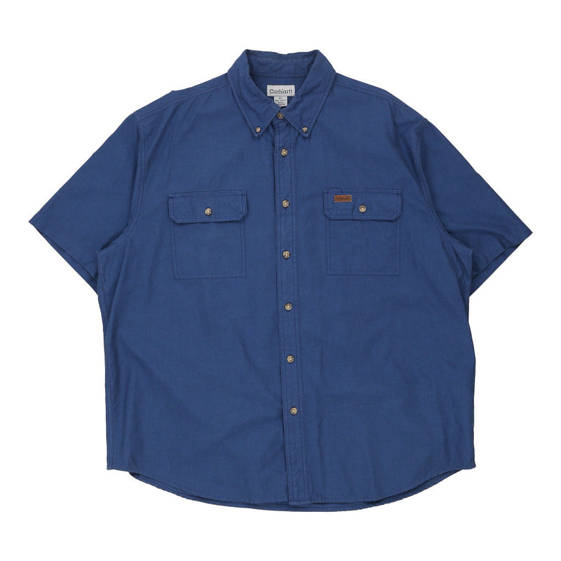 Carhartt Short Sleeve Shirt - XL Blue Cotton - Thrifted.com
